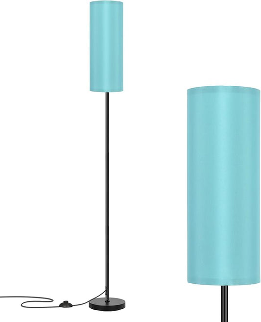 FRIDEKO HOME Floor Lamp with Turquoise Shade, Simple Design with Foot Pedal Switch, Small Tall Lamps for Living Room Bedroom, Corner Floor Stand Light with Black Pole Lamp (No Remote/No Bulb) - Bloomnest