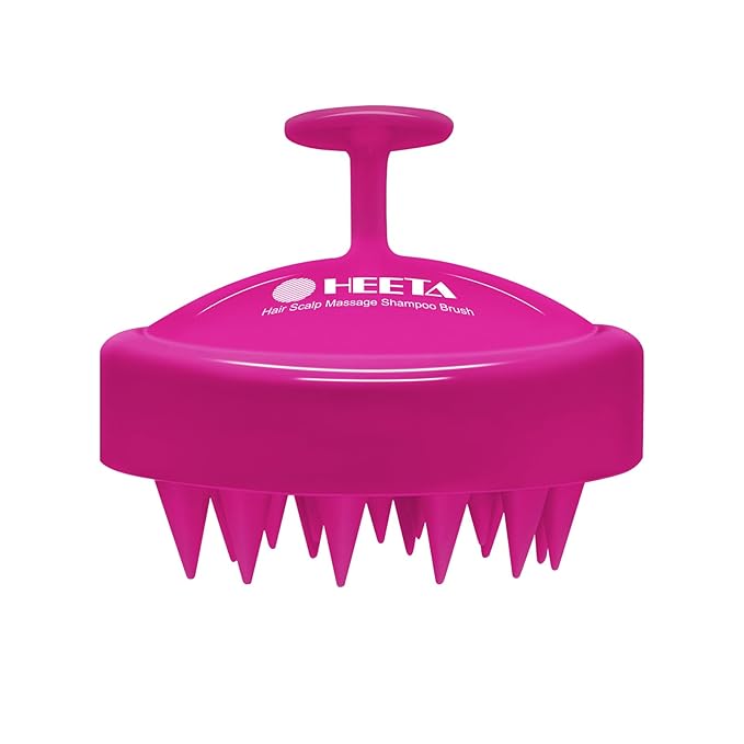 HEETA Scalp Massager Hair Growth, Soft Silicone Scalp Scrubber Shampoo Brush for Exfoliation, Dandruff Removal Head Massage Stress Relax, Wet & Dry Use for Thick Thin Curly Hair Care, Hot Pink HEETA
