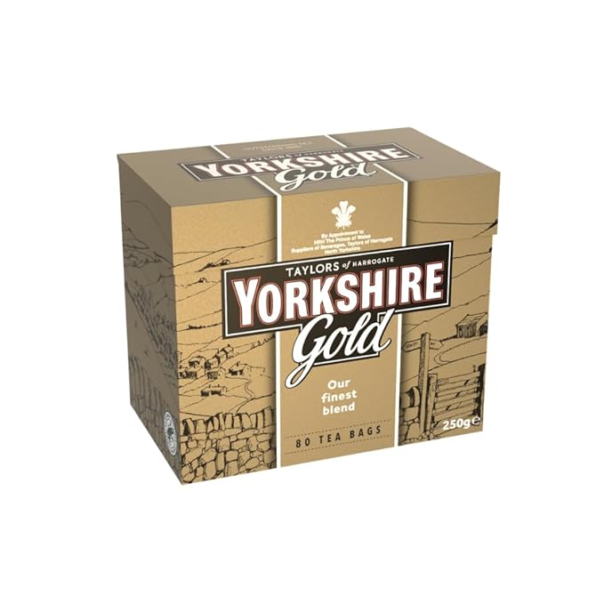 Yorkshire Tea, Gold, Pillow Tea Bags, 80 Count (Pack of 1), Premium Blend, Rich, Smooth, and Satisfying, Classic British Breakfast Blend, Caffeinated, Enjoy Hot or Iced, 80 Teabags - Bloomnest