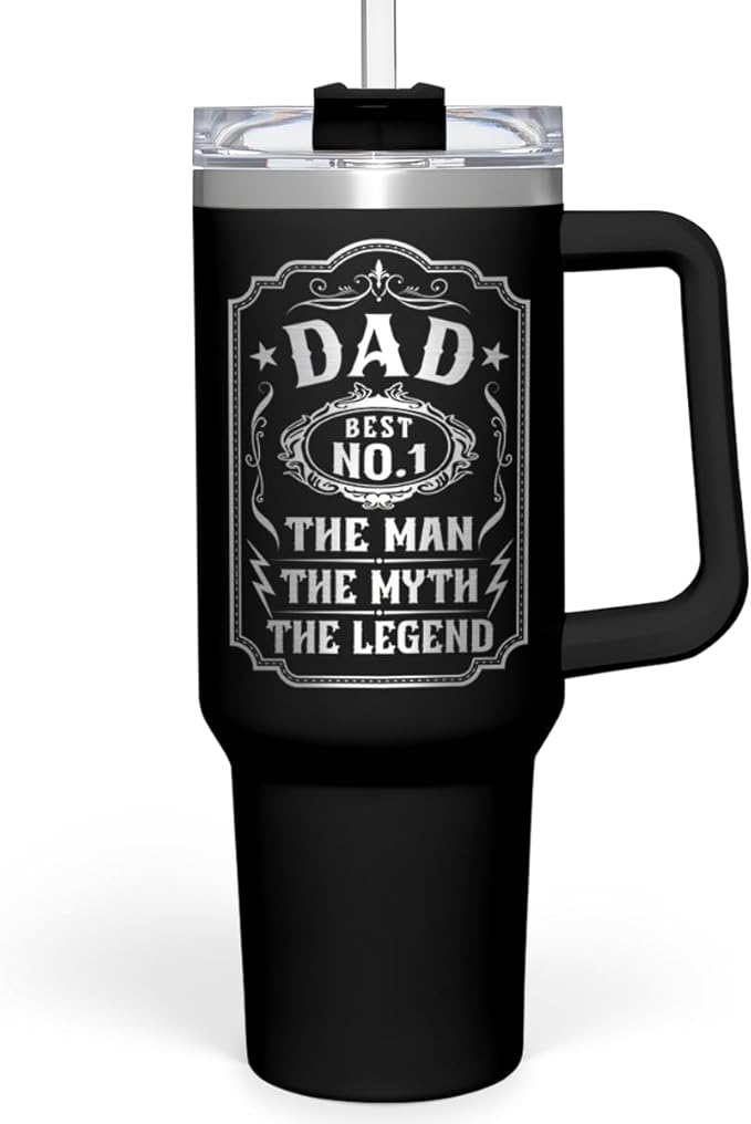 SANDJEST Dad 40 oz Stainless Steel Insulated Tumbler With Handle & Straw Lid for Dad on Fathers Day, Birthday, Christmas or Valentine's Day - Bloomnest