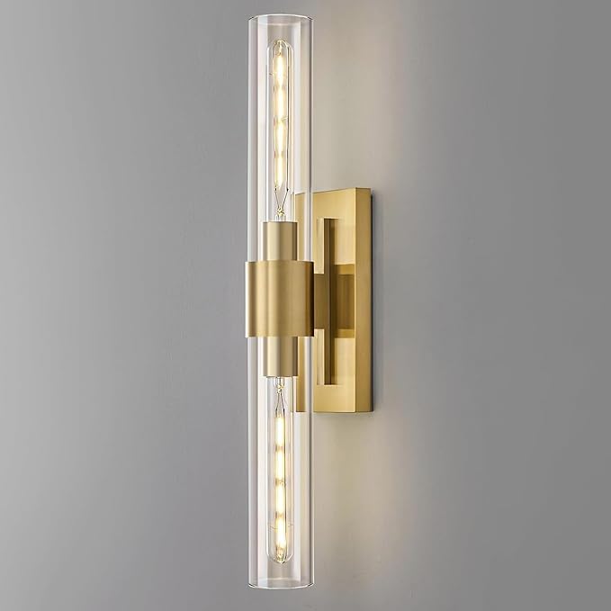 Gold Bathroom Vanity Lights Over Mirror,Modern Wall Light Fixture Sconce with Clear Glass for Bedroom,Bathroom,Hallway. - Bloomnest
