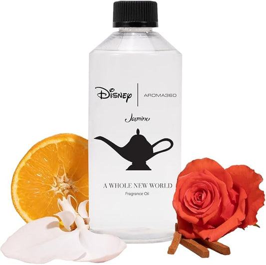 Aroma360 | Disney | A Whole New World Fragrance Oil Blend | Aladdin| Princess Jasmine | Luxury Essential Oil Diffuser | Aromatherapy Scent Diffuser Oil | Orange, Aldehydes & Jasmine 16.9 fl oz, 500mL - Bloomnest