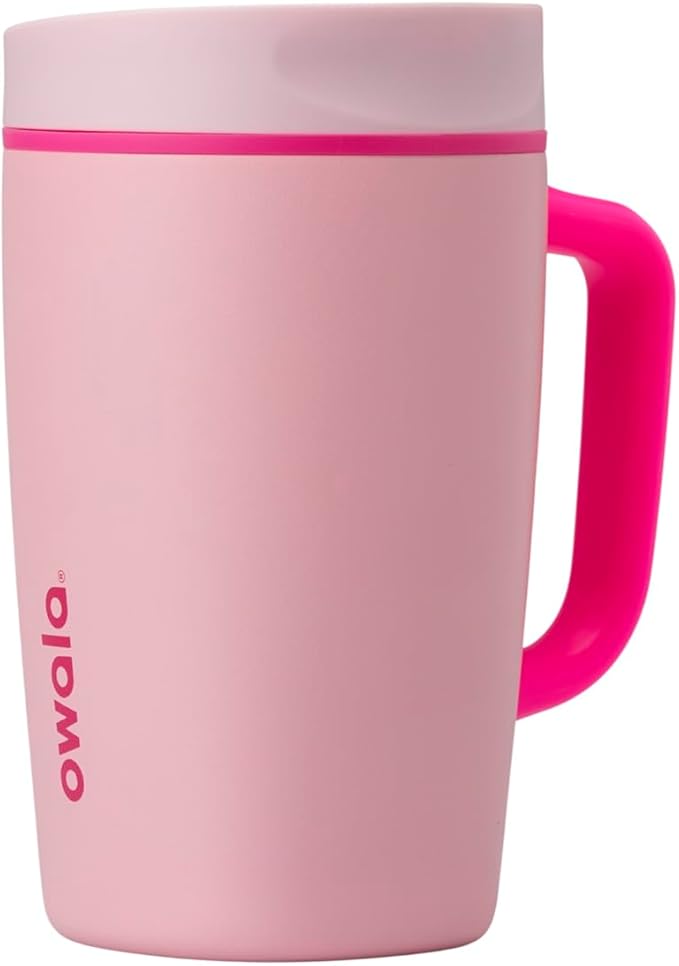 Owala SmoothSip Slider Stainless Steel Insulated Travel Mug with handle, 100% Leak Proof, For Hot and Cold Drinks, Travel Friendly with Sliding Lock Lid, 12oz, BPA Free, Leak Proof, Pucker Up - Bloomnest
