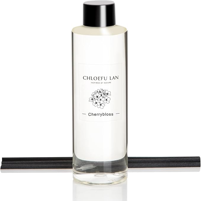 Chloefu LAN Cherry Blossoms Reéd Diffuser Refill 200ml/6.76 fl oz Natural Essential Scented Oil, Best for Aromatherapy, SPA and Home, 0% Alcohol - Bloomnest