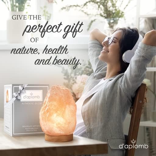 d'aplomb 100% Authentic Natural Himalayan Salt Lamp;Large Hand Carved Natural Chunk Pink Crystal Rock Salt from Himalayan Mountains; Dimmer Cord; 12 lbs - Bloomnest