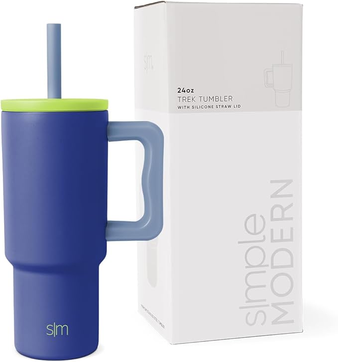 Simple Modern Kids 24 oz Tumbler with Handle and Silicone Straw Lid | Spill Proof and Leak Resistant | Reusable Stainless Steel Bottle | Gift for Kids Boys Girls | Trek Collection | Asteroid - Bloomnest