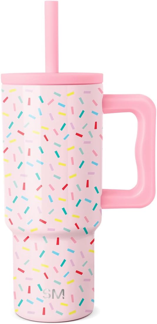 Simple Modern Kids 24 oz Tumbler with Handle and Silicone Straw Lid | Spill Proof and Leak Resistant | Reusable Stainless Steel Bottle | Gift for Kids Boys Girls | Trek Collection | Confetti - Bloomnest