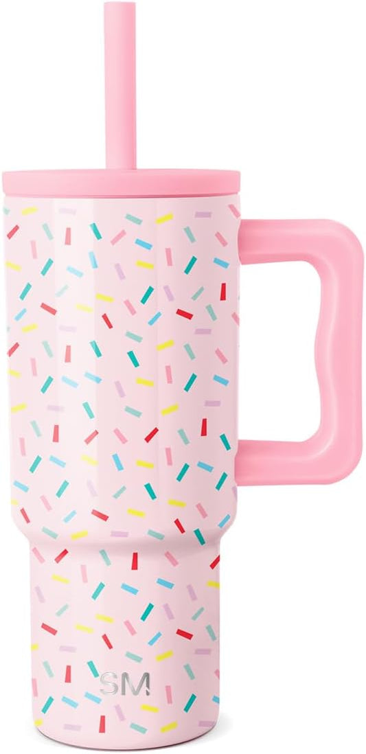 Simple Modern Kids 24 oz Tumbler with Handle and Silicone Straw Lid | Spill Proof and Leak Resistant | Reusable Stainless Steel Bottle | Gift for Kids Boys Girls | Trek Collection | Confetti - Bloomnest