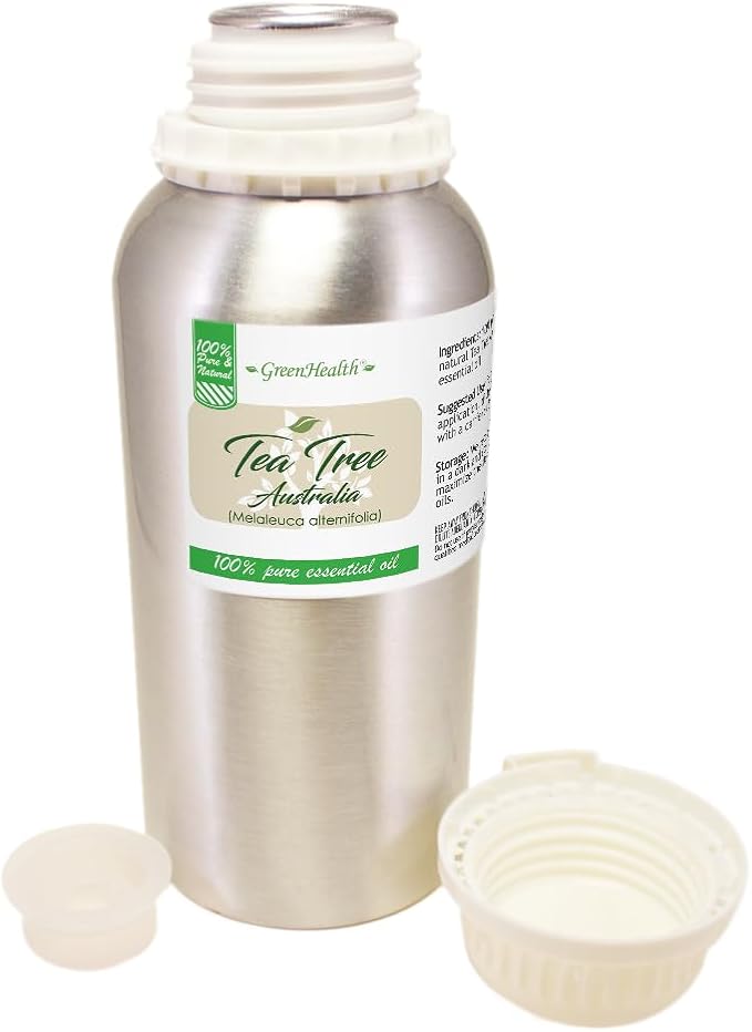 Tea Tree (Australia) Essential Oil – 16 fl oz (473 ml) Aluminum Bottle w/Plug Cap – 100% Pure Essential Oil – GreenHealth - Bloomnest