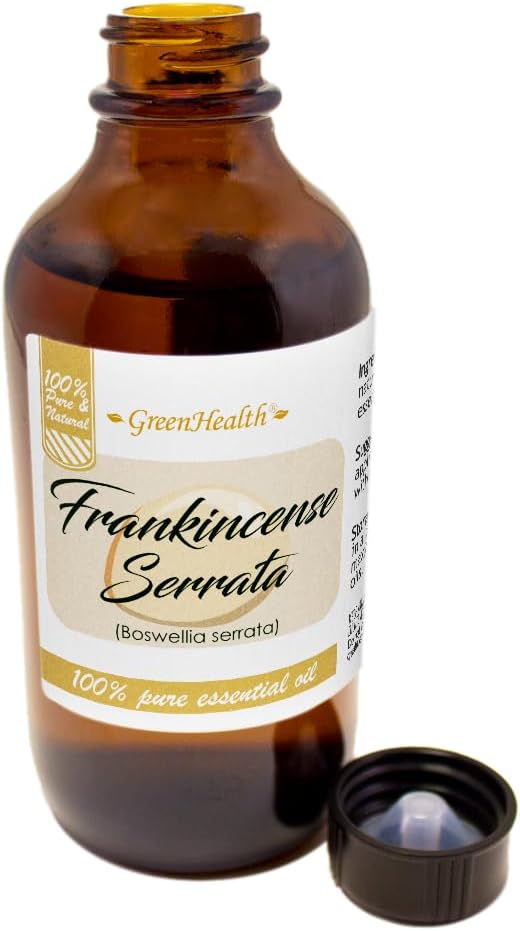 Frankincense Essential Oil - 4 fl oz - Amber Glass Bottle w/Cap - 100% Pure Essential Oil - GreenHealth Greenals