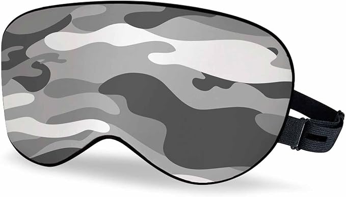 Camo Sleep Eye Mask Classic Abstract Military Camouflage Gray Men Women Sleep Mask with Adjustable Strap Eye Cover Eye Shade for Travel, Nap,Meditation - Bloomnest