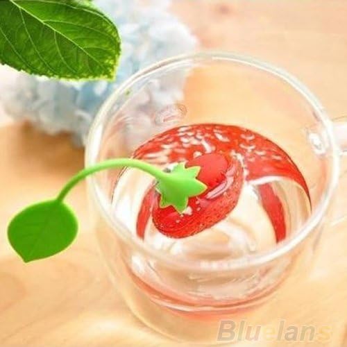 Design Loose Tea Leaf Strainer Herbal Spice Infuser Filter, Red.,