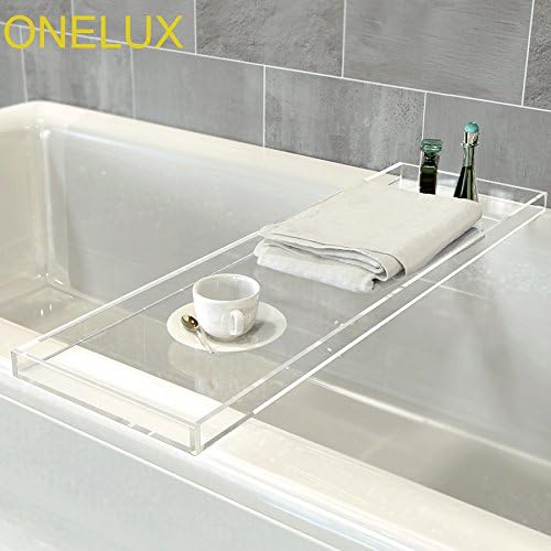 ONELUX Durable Clear Acrylic Towel Tray,Lucite Bathtub Caddy - Bloomnest