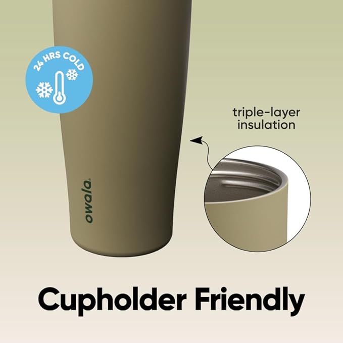 Owala FreeSip Tumbler Insulated Stainless Steel Water Bottle with Built-in Straw and Side Handle, For Travel, Work, School, and Sports, 40oz, BPA Free, Leak Proof, Off Road Owala