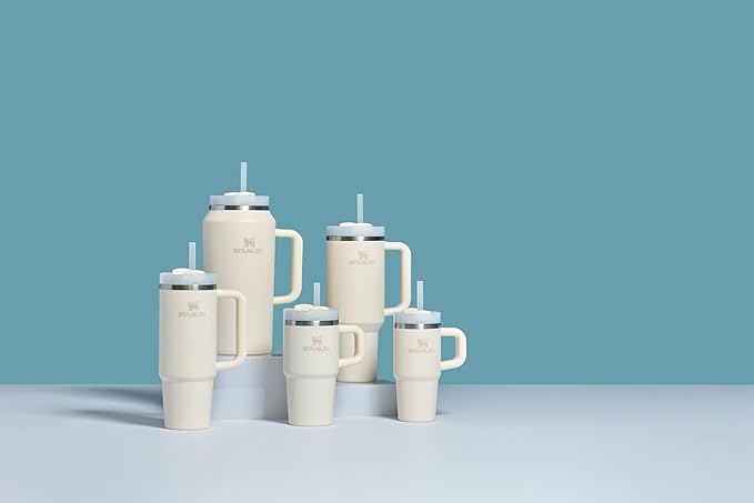 Stanley Quencher H2.0 Tumbler with Handle and Straw 20 oz | Flowstate 3-Position Lid | Cup Holder Compatible for Travel | Insulated Stainless Steel Cup | BPA-Free | Cream 2.0