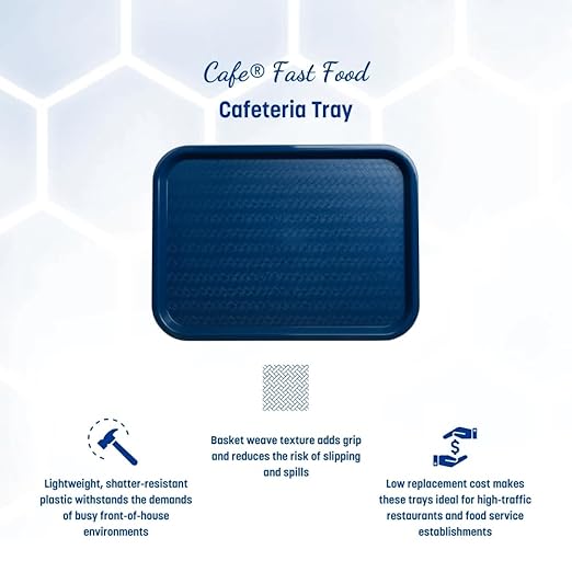 Carlisle FoodService Products CT101414 Café Standard Cafeteria / Fast Food Tray, 10" x 14", Blue (Pack of 24) - Bloomnest