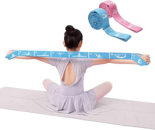 2-Pack Adjustable Kids Dance Stretch Bands - 8-Loop Elastic Bands for Ballet, Latin, Yoga, Gymnastics & Stretching - Flexible, Multi-Section Design for Dance Training & Flexibility - Bloomnest