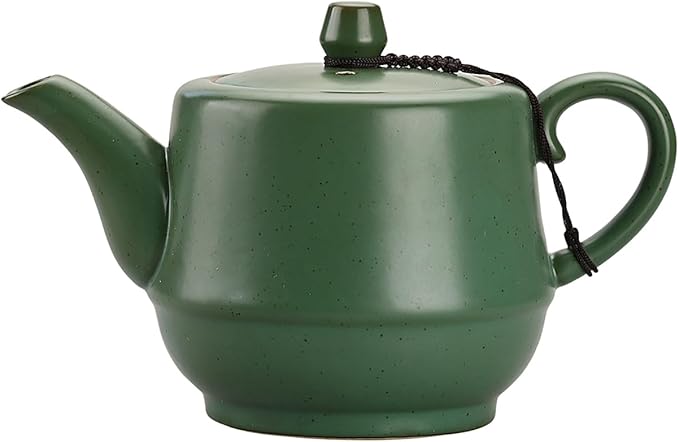 Rural Style Ceramic Teapot with Stainless Steel Infuser 16 Ounces Porcelain Blooming & Loose Leaf Teapot (Green)