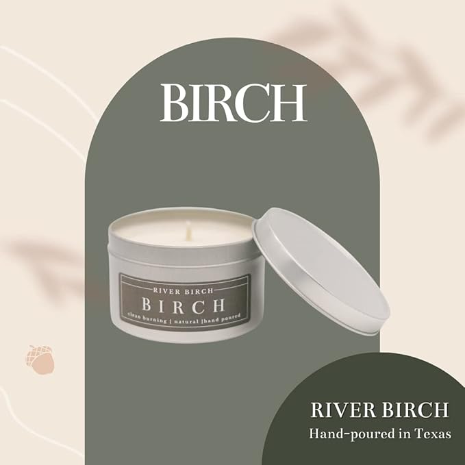 River Birch Candles Birch Scented Candle | Premium, All-Natural, Non-Toxic, Soy Candles | 8 oz. Silver Tin Travel Candle | Cozy Relaxing Gifts for Home - Bloomnest