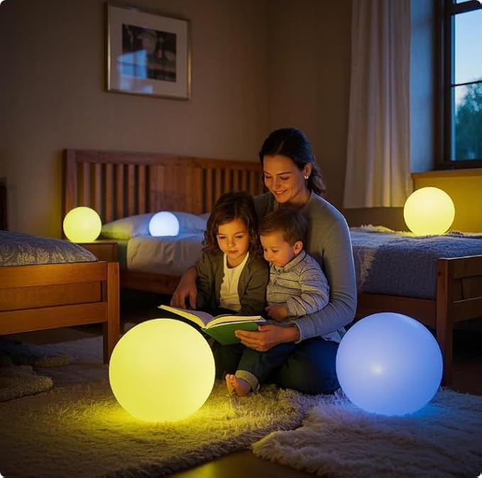 12-Inch LED Ball Light, Changing Glowing Orb Light with Remote, Soft Dimmable Globe Floor Lamp, Rechargeable Globe Mood Lamp, Waterproof Decorative Cordless Night Lights for Home Bedroom Nursery Patio - Bloomnest