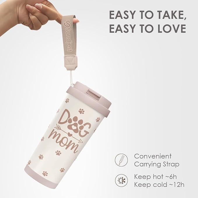 Dog Mom Tumbler - Stainless Steel 2-in-1 Lid Coffee Tumbler 18 oz, Insulated Travel Mug Gift for Dog Lovers Women Girls Mother, Birthday Christmas Mother's Day - Bloomnest
