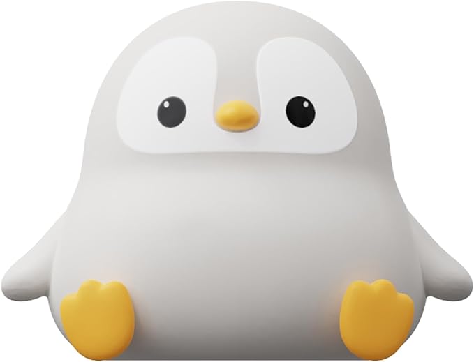 ATSUI Penguin Night Light, LED Squishy Novelty Animal Night Lamp, Food Grade Silicone, 2 Level Dimmable, Nursery Nightlight for Desk Decor, Funny Gifts Stuff for Boys Girls Baby, White Elephant Gifts - Bloomnest
