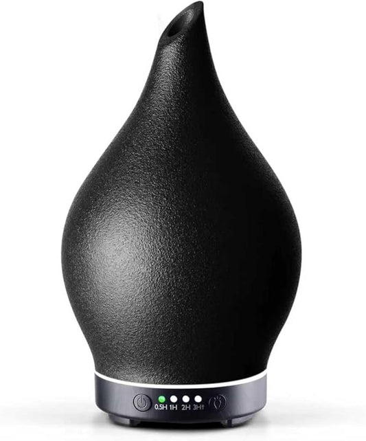 Porseme 150ml Essential Oil Diffuser Ceramic Color Changing Aroma Air Diffusers Aromatherapy Ultrasonic Cool Mist Humidifier 6 Running Hours for Spa Office Sleeping Yoga (Black Ceramic) - Bloomnest