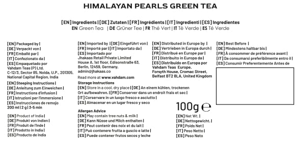 VAHDAM, Himalayan Pearls Green Tea Loose Leaf | 3.53 Oz (50 Cups) High Elevation Grown Green Tea Leaves From Himalayas | Pure Unblended Single Origin Green Loose Leaf Tea | Vacuum Sealed - Bloomnest