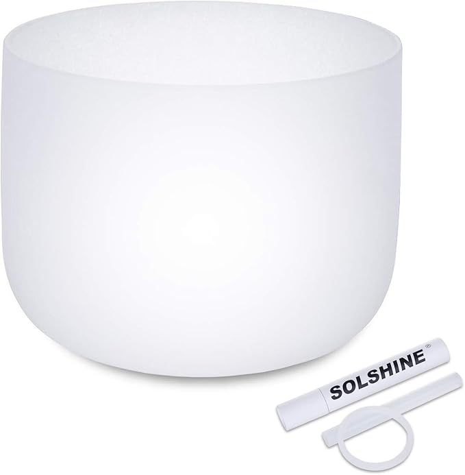 SOLSHINE Crystal Singing Bowl B Note 440HZ 8 inch Crown Chakras Crystal Striker and O-ring included, Meditation Sound Bath Sound Healing Chakra Singing Bowl - Bloomnest