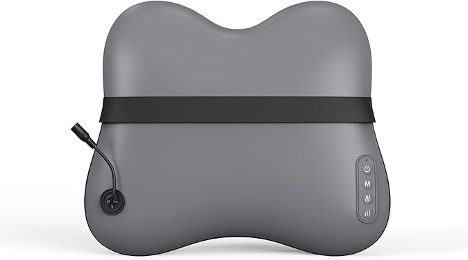 belhope Shiatsu Back Massager with Heat,Percussion Massage Cordless Back Massage for Pain Relief Deep Tissue.4D Kneading Massage,Gift for Men Women Parents Relaxation at Christmas Office Car,Grey