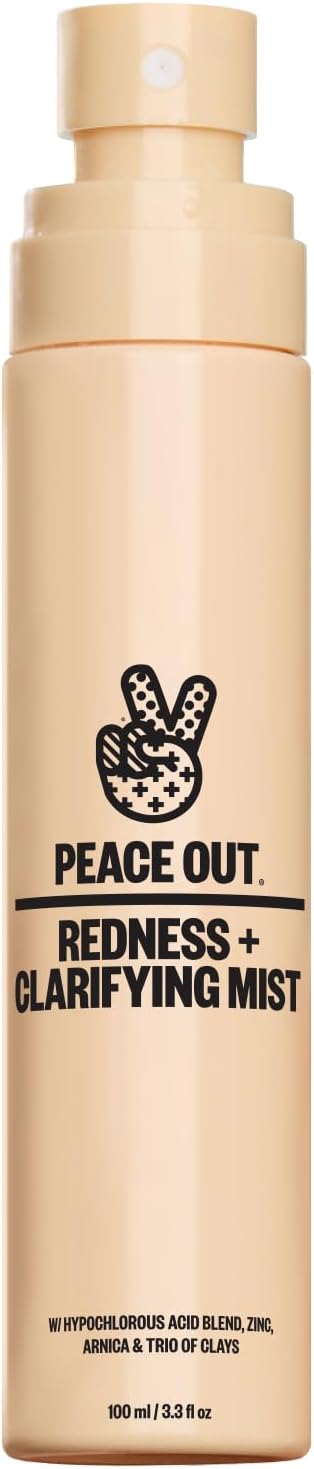 PEACE OUT Redness + Clarifying Mist, Hypochlorous Acid Facial Spray for Acne-Prone Skin, Helps Calm Redness, Control Excess Oil, and Refresh Skin Over and Under Makeup, 3.3 fl oz - Bloomnest