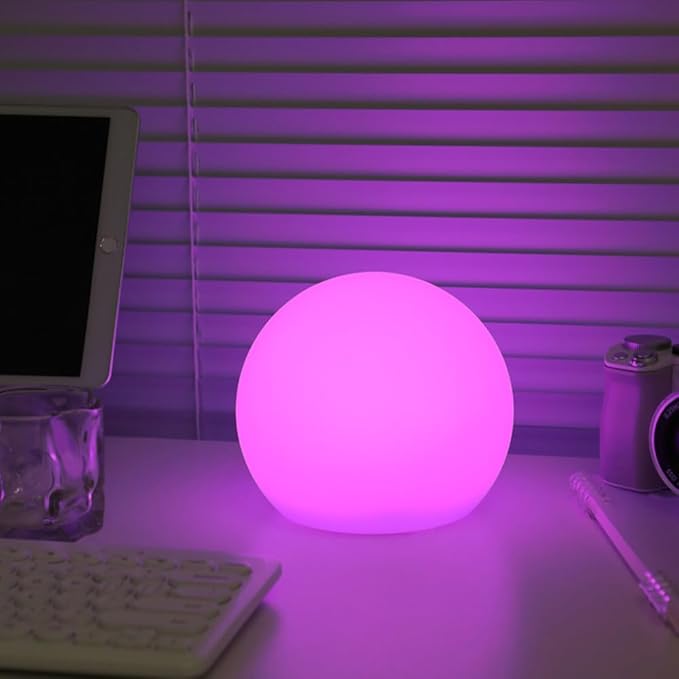 LED Globe Orb Light, 6-in LED Light Ball for Kid, 16 Dimmable Colors & 4 Modes Light Up Ball Mood Lamp w/Remote, Rechargeable Orb Night Lights Waterproof Outdoor Globe Lights for Home/Nursery/Party - Bloomnest