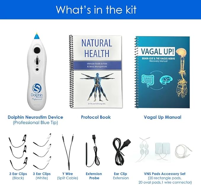 Electronic Acupuncture Pen - Vagal Stim Kit | Dolphin Neurostim | Physical Therapy Tools, Great for Reducing Stress – Enhance Vagal Tone - Over The Counter DolphinNeurostim