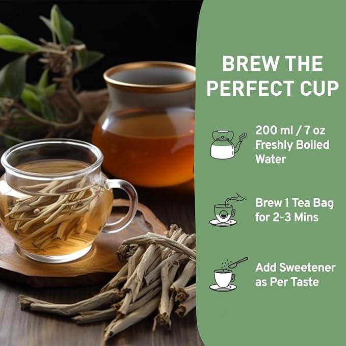 HANDPICK, Ashwagandha Root Tea (100 tea Bags) - Herbal Supplement - For Health & Wellbeing | Caffeine Free, Gluten Free | Packed in Ecofriendly Tea Bags - Bloomnest