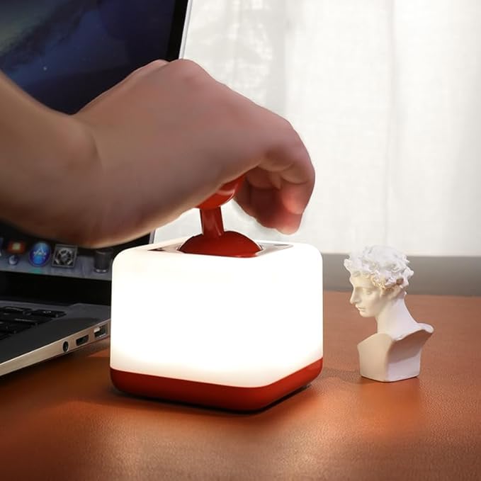 Night Light Lamp Rocker Night Light, 2-Speed Timer Bedside Night Lamp Rechargeable USB Lamp Side Table Light Night Rising Lamp LED Companion Light(Rocker Red) - Bloomnest