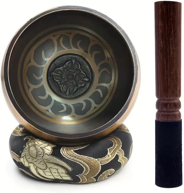 3.15 inch Tibetan Singing Bowl Set, Authentic Handmade Meditation Bowl Stress Relief Yoga Set with Striker & Cushion for Sound Therapy, Chakra Healing, Spiritual Gatherings - Bloomnest