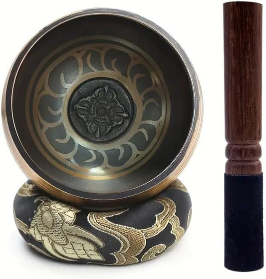 3.15 inch Tibetan Singing Bowl Set, Authentic Handmade Meditation Bowl Stress Relief Yoga Set with Striker & Cushion for Sound Therapy, Chakra Healing, Spiritual Gatherings - Bloomnest