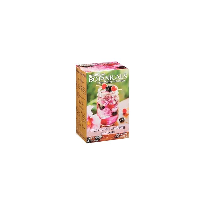 Bigelow Botanicals Cold Water Infusion Blackberry Raspberry Hibiscus Tea Bags 18 Count Box (Pack of 1), Herbal Infusion, Caffeine Free, 18 Tea Bags Total - Bloomnest