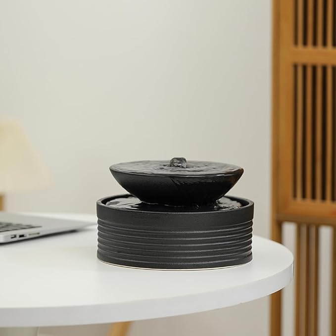 Outdoor and Indoor Tabletop Desktop Fountain Water Feature Waterfall mini Watering p d c Home Decoration Office (S081 Black) - Bloomnest