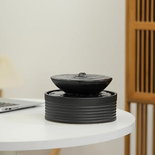 Outdoor and Indoor Tabletop Desktop Fountain Water Feature Waterfall mini Watering p d c Home Decoration Office (S081 Black) - Bloomnest