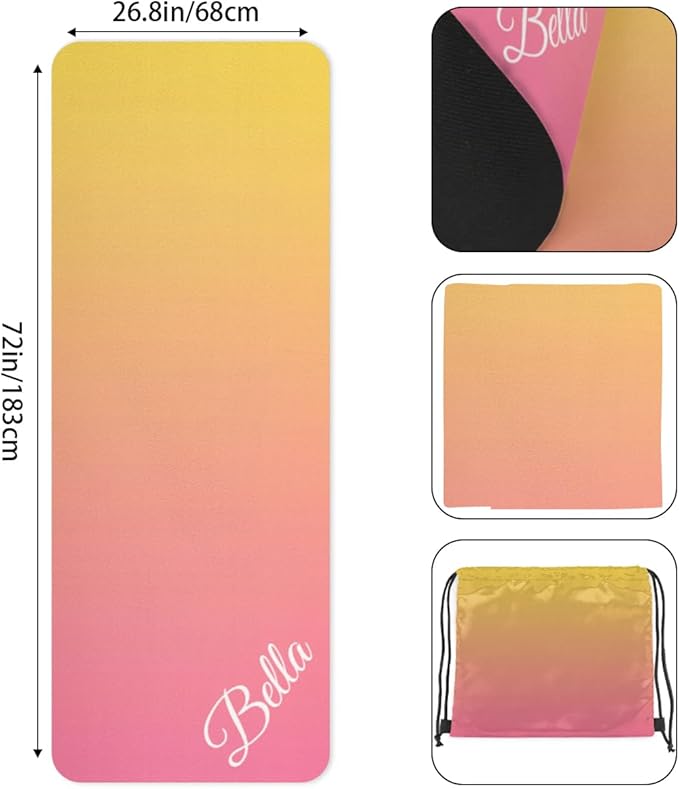 Custom Name Yoga Mat,Personalized Travel Yoga Exercise Mat,Non Slip,Perfect for Kids & Adults,Gradient Color E Series - Bloomnest
