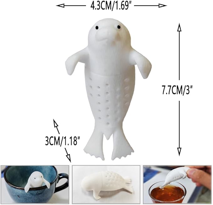 sea dog tea infuser cute animal silicone tea filters tea infuser, tea steeper for loose tea，loose tea holder，perfect for brewing tea for a more enjoyable afternoon tea time with friends and family!