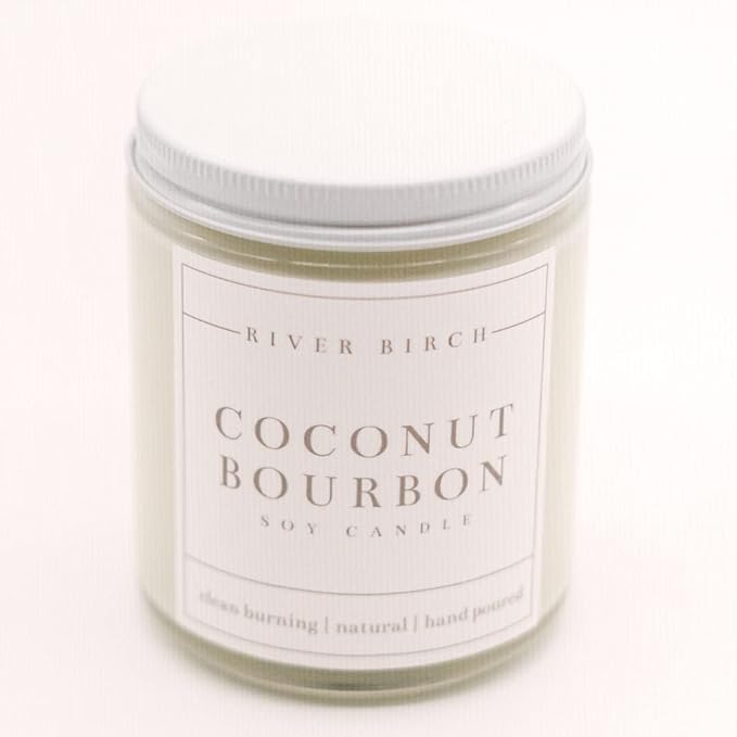 River Birch Candles Coconut Bourbon Scented Candle | Premium, All-Natural, Non-Toxic, Soy Candles | 8.5oz 40 Hr Burn Time | Cozy Relaxing Gifts for Home - Bloomnest