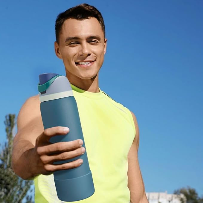 2PCS Silicone Water Bottle Boot, Compatible with Owala 24oz 32oz 40oz, Protective Anti-Scratch & Anti-Dent No Noise Sleeve Cover for FreeSip/Twist/Flip Water Bottles (Denim, 24oz) BKBY