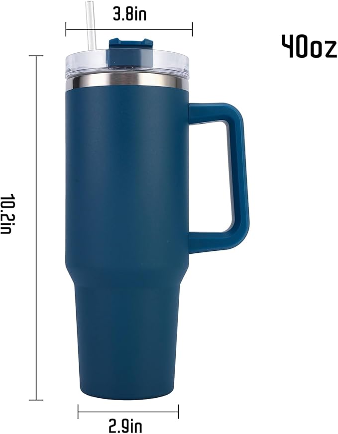 Personalized Tumbler with Handle, Custom 40oz Insulated Stainless Steel Travel Mug Coffee Cup with Engraved Name and Straw Lid, Personalized Gifts for Women Men Him Her (blue-31) - Bloomnest