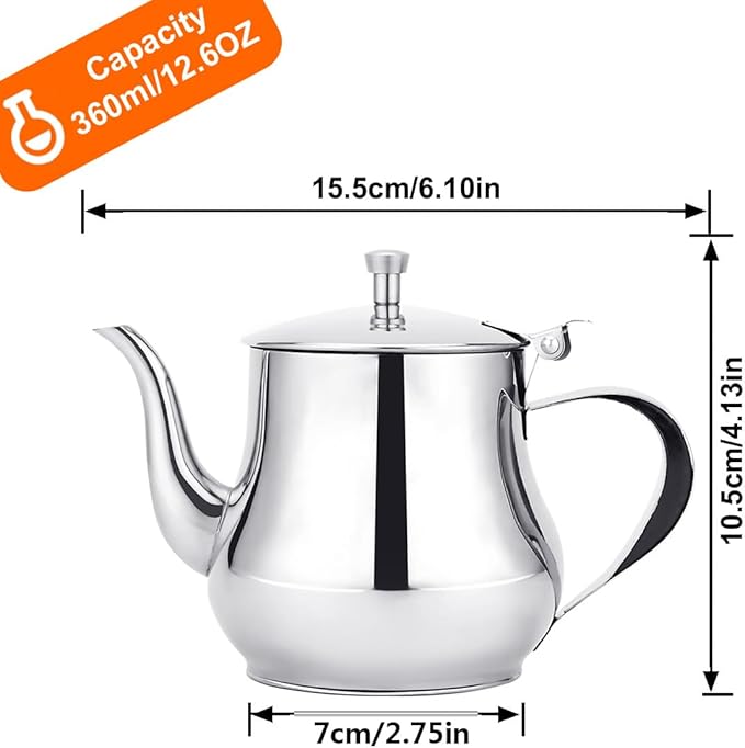 SANQIAHOME 360ml(13Oz) Stainless Steel Small teapot - Bloomnest