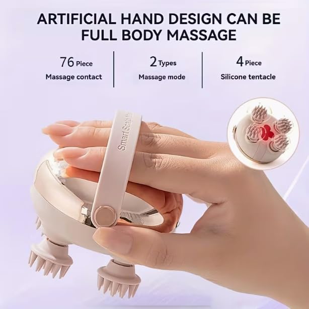 HomeBeyond Electric Scalp Massager, Head Massager Scalp Stress Relax, Rechargeable IPX7 Waterproof 2 Massage Styles, 8 Removable Claws for Head/Body Massage & Face Cleaning Bloomnest