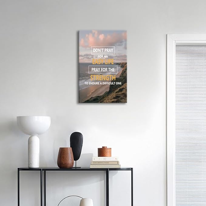 Inspirational Canvas Wall Art Motivational Natural Landscape Poster Inspiring Canvas Prints Seascape Artwork Office Home Decor Painting Sunset Ocean Beach Pictures Living Room Framed[12''W x 18''H] - Bloomnest