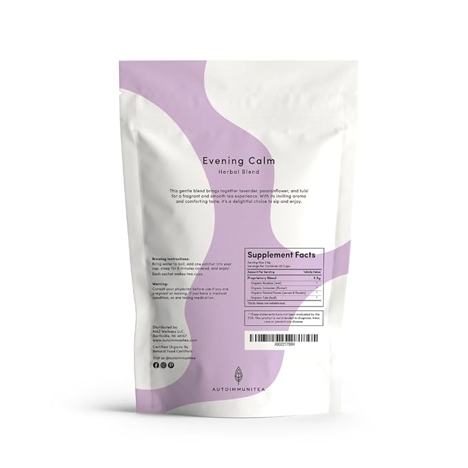 AutoimmuniTea – AIP Stress Relief, Bedtime Blend for Restful Sleep, Calming Tea for Stress, Lavender, Tulsi, Passion Flower Organic Blend - 15 Tea Bags (30 Cups) - Bloomnest