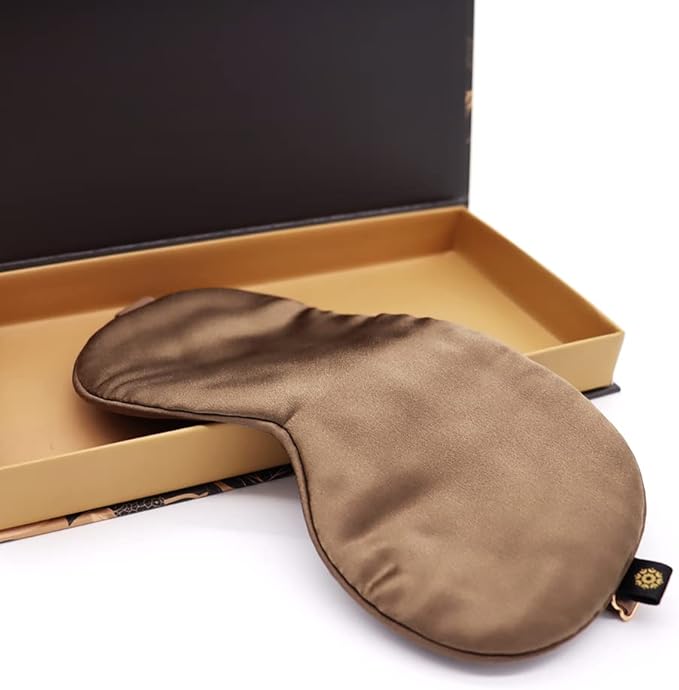 Premium Handcrafted 25 Momme Mulberry Silk Eye Mask for Sleeping (Chocolate) - Bloomnest